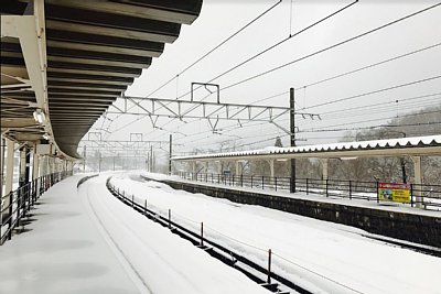 雪に包まれたホーム