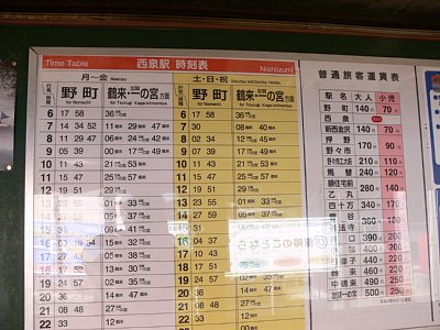 時刻表と運賃表